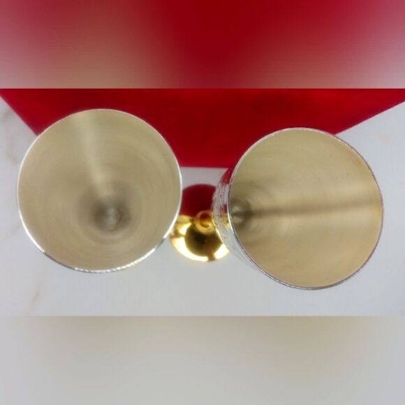 Vintage Champagne Flutes Glasses Brass Silver Plate  From Calcutta India - Picture 12 of 16